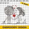 Cartoon Couple Romantic Love Embroidery Design, Romantic Couple Embroidery Design