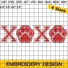 XoXo Paw Embroidery Design