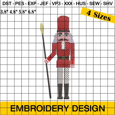 RED NUTCRACKER EMBROIDERY DESIGN