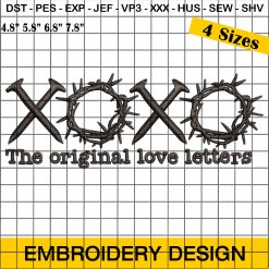 XOXO The Original Love Letters Embroidery, Crown of Thorns Embroidery Design