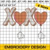 Valentines XOXO Embroidery Design, XOXO Valentine's Day Love Heart Embroidery Design