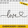 LOVE Word With Heart Embroidery Design, Love Valentines Day Embroidery Design