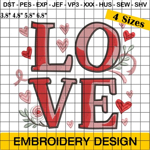 Valentine Day Love Embroidery Design