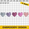 Mini Boho Hearts Embroidery Design, Valentines Day Embroidery Design