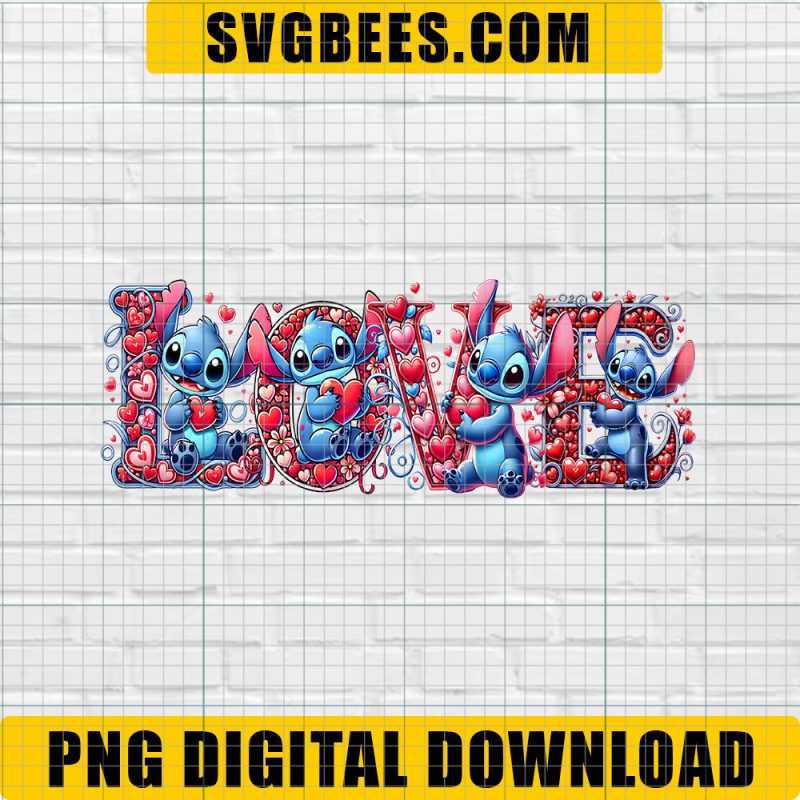 Stich Love Png, Happy Valentine' s Day Stitch Png, Valentine Png, Valentines Day Png