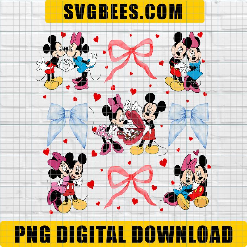 Valentine’s Day Mickey and Minnie Engagement Png, Mickey Mouse Couple Valentine Png, Valentine’s Day Mickey and Minnie Love Png