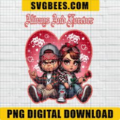 Horror Always And Forever Couple Chicano Png, Spanish Always and Forever Couple Png, Valentines Day Png