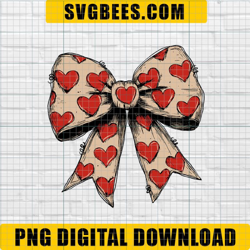 Valentine's day Heart Coquette bow Png, Valentine Love Png, Valentine's Day Bow Png