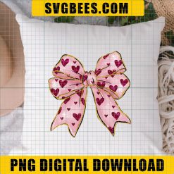 Valentines Day Bow with Hearts PNG