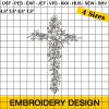 Floral Cross Embroidery Design, Cross With Flowers Embroidery Design