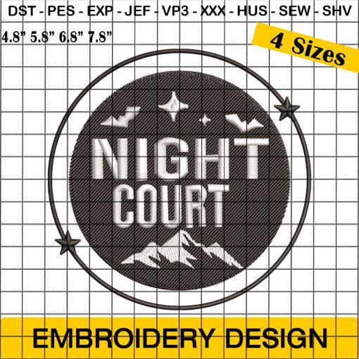 Night Court Badge Embroidery Design