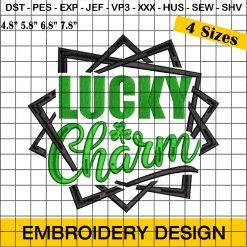 Lucky Charm Embroidery Design, Lucky Vibes Embroidery Design, St Patrick Embroidery Design