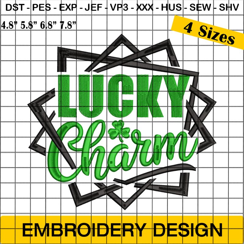 Lucky Charm Embroidery Design, Lucky Vibes Embroidery Design, St Patrick Embroidery Design