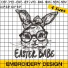 Vintage Easter Babe Bunny Face Embroidery Design