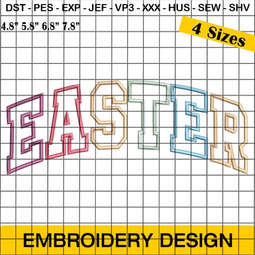 Easter Embroidery, Block Letters, Fancy Font Easter Embroidery Design