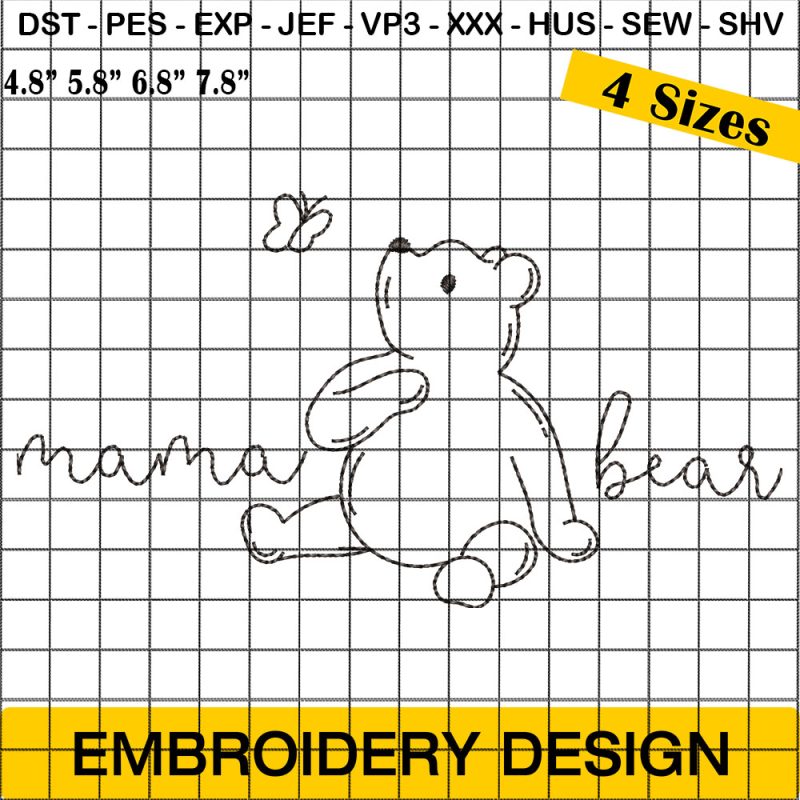 Mama Bear Embroidery Designs, Mom Embroidery Design