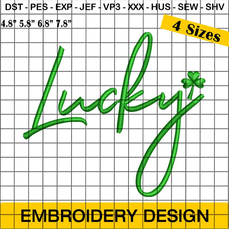 Lucky Embroidery Design, St. Patricks Day Embroidery Design