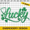 St. Patrick's Day Lucky Green Clover Embroidery, Lucky Green Clover Embroidery Design