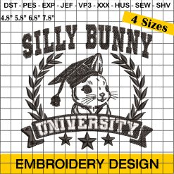 Silly Bunny University Embroidery Designs, Easter University Embroidery Design