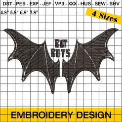 The Bat Boys Embroidery, Vintage Acotar R Embroidery Design