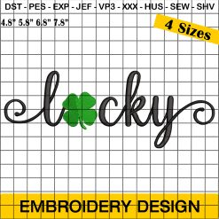 Lucky Clover Embroidery, St Patricks Day Embroidery Design, St Patrick's Day Embroidery Design