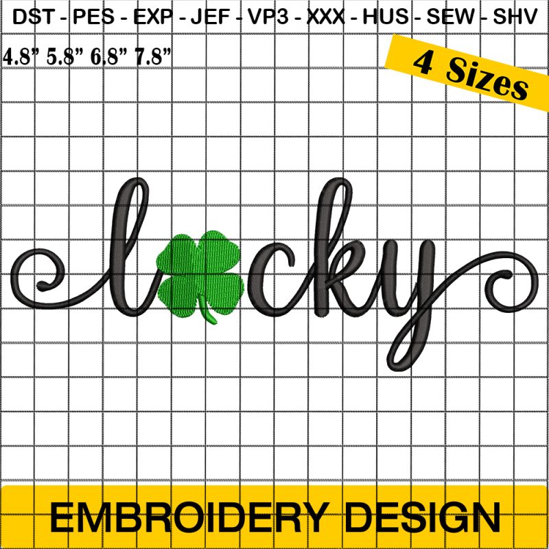 Lucky Clover Embroidery, St Patricks Day Embroidery Design, St Patrick's Day  Embroidery Design