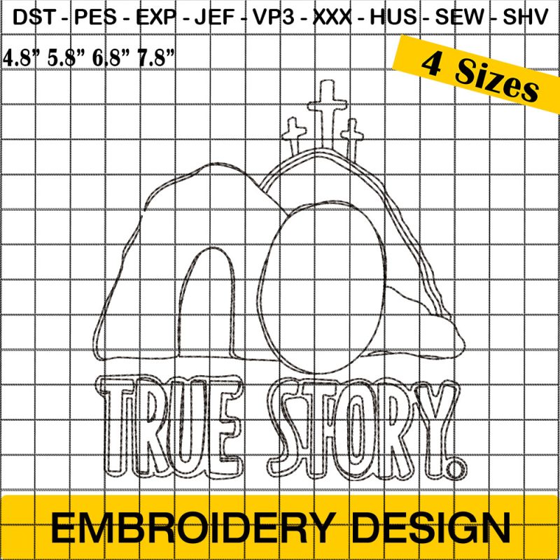 True Story Easter Tomb Embroidery, Religious Stone Embroidery Design