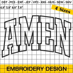 Amen Varsity College Font Embroidery Design, Amen University Embroidery Design