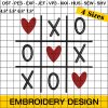 Tic Tac Toe With Hearts and Xoxo Machine Embroidery Design, Valentines Day Embroidery Design