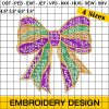 Mardi Gras Coquette Bead Bow Embroidery Design, Coquette Bow Mardi Gras Embroidery Design