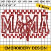 Mama Bow Embroidery Designs, Red Bow Embroidery Design, Mother Day Embroidery Pattern