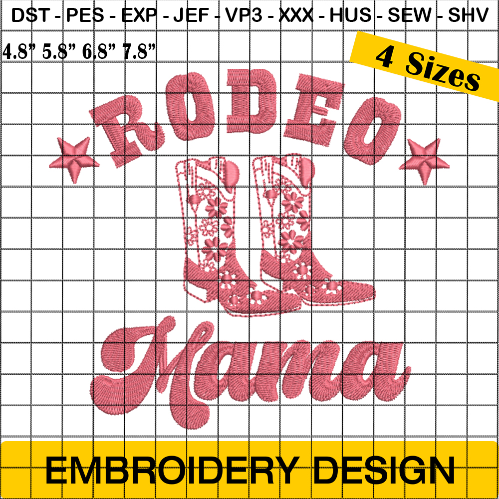 Rodeo Mama Embroidery Designs, Western Boots Embroidery Pattern, Western Embroidery Files Trendy