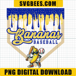 Savannah Bananas Baseball PNG, Bananas Drip Baseball PNG, Funny Banana Baseball PNG