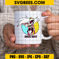 Angel Dust PNG, Editable Angel Dust Hazbin Hotel Head, Coloring Pages Svg, Instant Download on cup